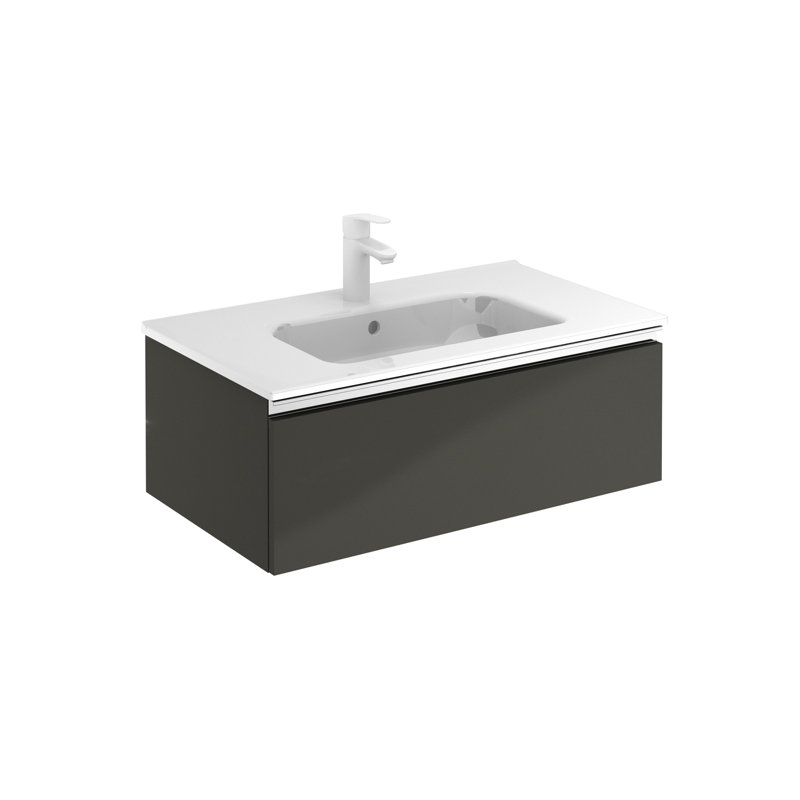 Ensemble de meuble-lavabo simple mural 32 po Junella, Anthracite