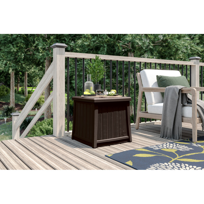 Suncast® End Table with Storage, Brown / Java