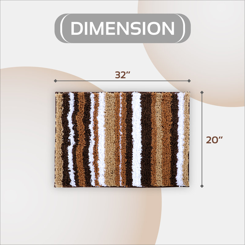 Tapis pour salle de bain 100% polyester griffé Griffie, Rectangle 20 po x 32 po, Brun