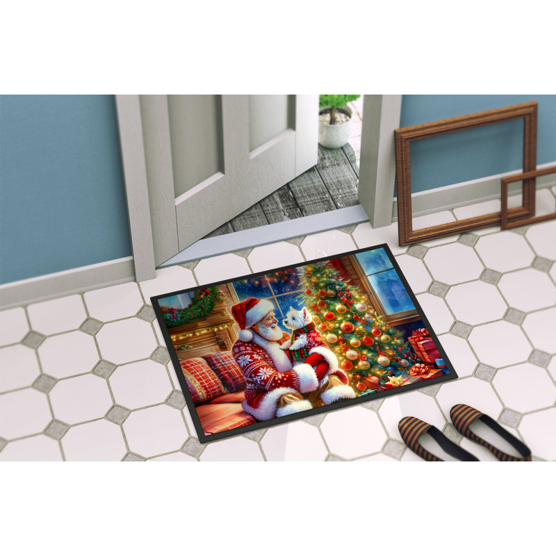 Westie and Santa Claus Doormat, 24" W x 36" L