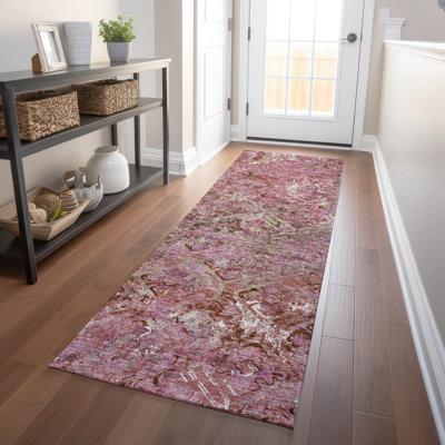 Tapis rose Prisco lavable à la machine de qualité supérieure