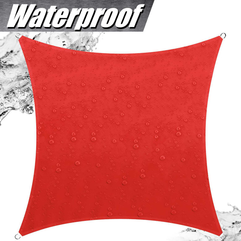 Toile d'ombrage carrée imperméable 9,5 pi x 9,5 pi, Rouge, Pavillon de jardin portatif en métal