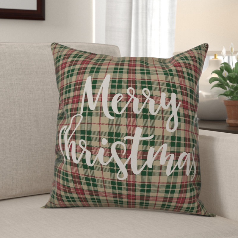  Coussin Merry Christmas in Tartan, Housse de coussin