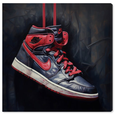 Notoriart Black And Red Hanging Sneaker Framed Sneaker 1 Piece