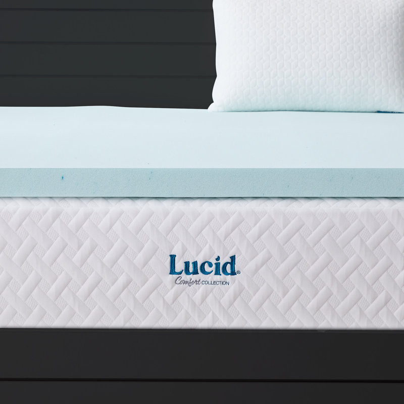 Lucid 3" Gel and Aloe Infused Memory Foam Mattress Topper - Twin XL, 3 inch, Extra-long Twin