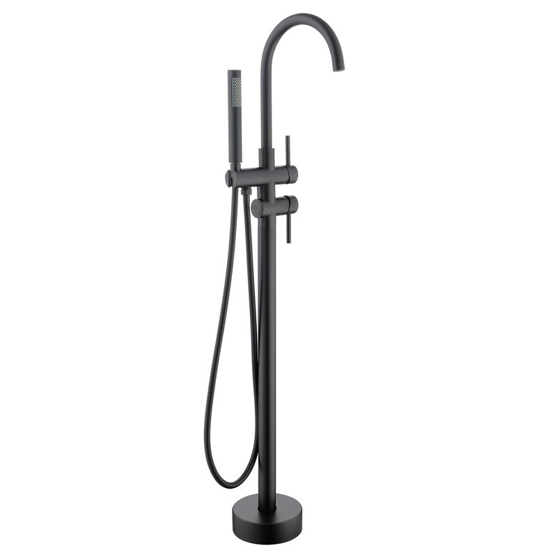 2 Handle Floor Clawfoot Tub Faucet, Matte Black