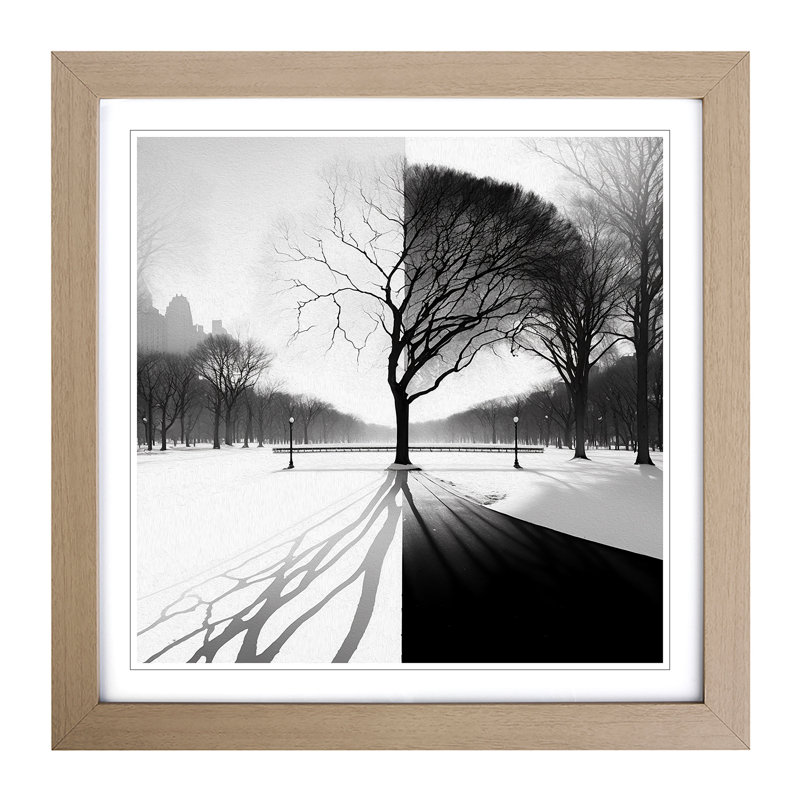 Central Park Minimalism No.1 - Framed Print, Oak