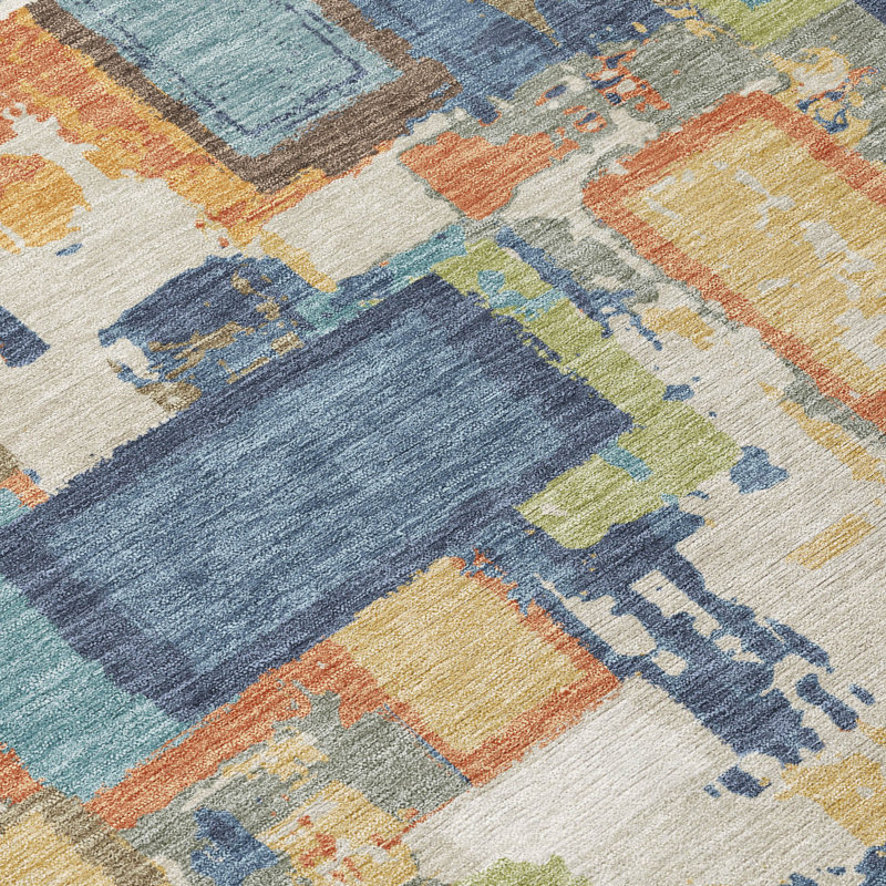 Machine Washable Indoor/Outdoor Gursevak ACN2246 Geometric Rug, Round 8'