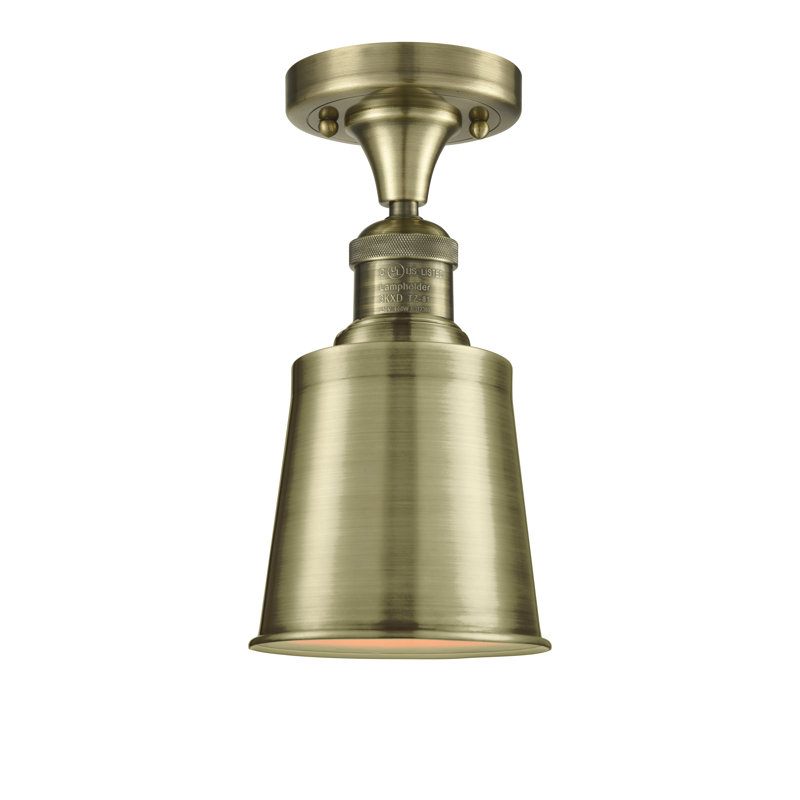 Arline Glass Semi Flush Mount, Antique Brass, Antique Brass, No Bulb Included