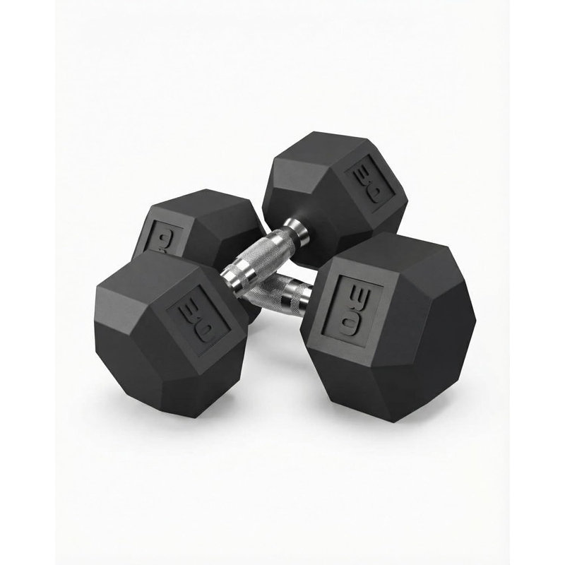 Superior Hex Dumbbell Set of 2 – 5-50 lb Options – PVC or Rubber Coated Hand Weights for Home Gym – Non-Slip, Anti-Roll Design – Cast Iron Core Strength Training Equipment for Men & Women – Black
