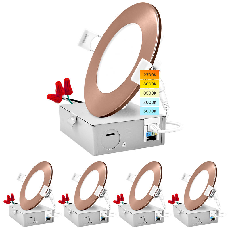 Copper Ultra Thin LED Recessed Lighting Kit with Adjustable Color Temperature