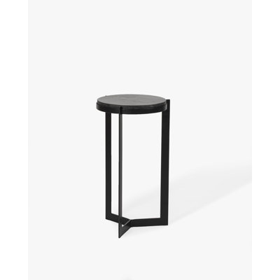 Bowden Single Marble Top Side Table with Black Solid Base Tripod Legs Design Round Accent Table