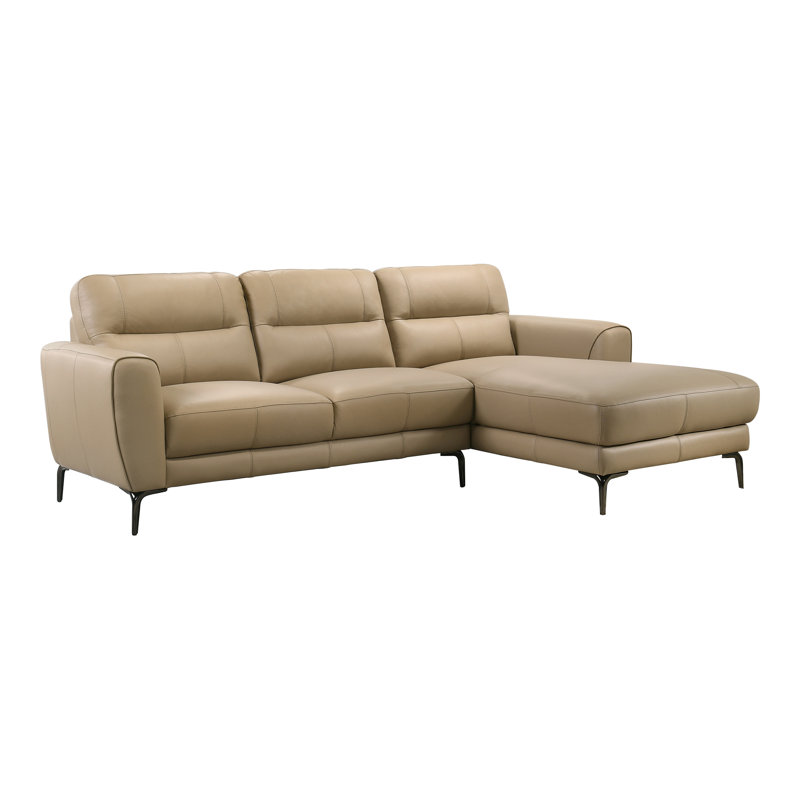 2-Piece Sectional Set, Taupe Genuine Leather