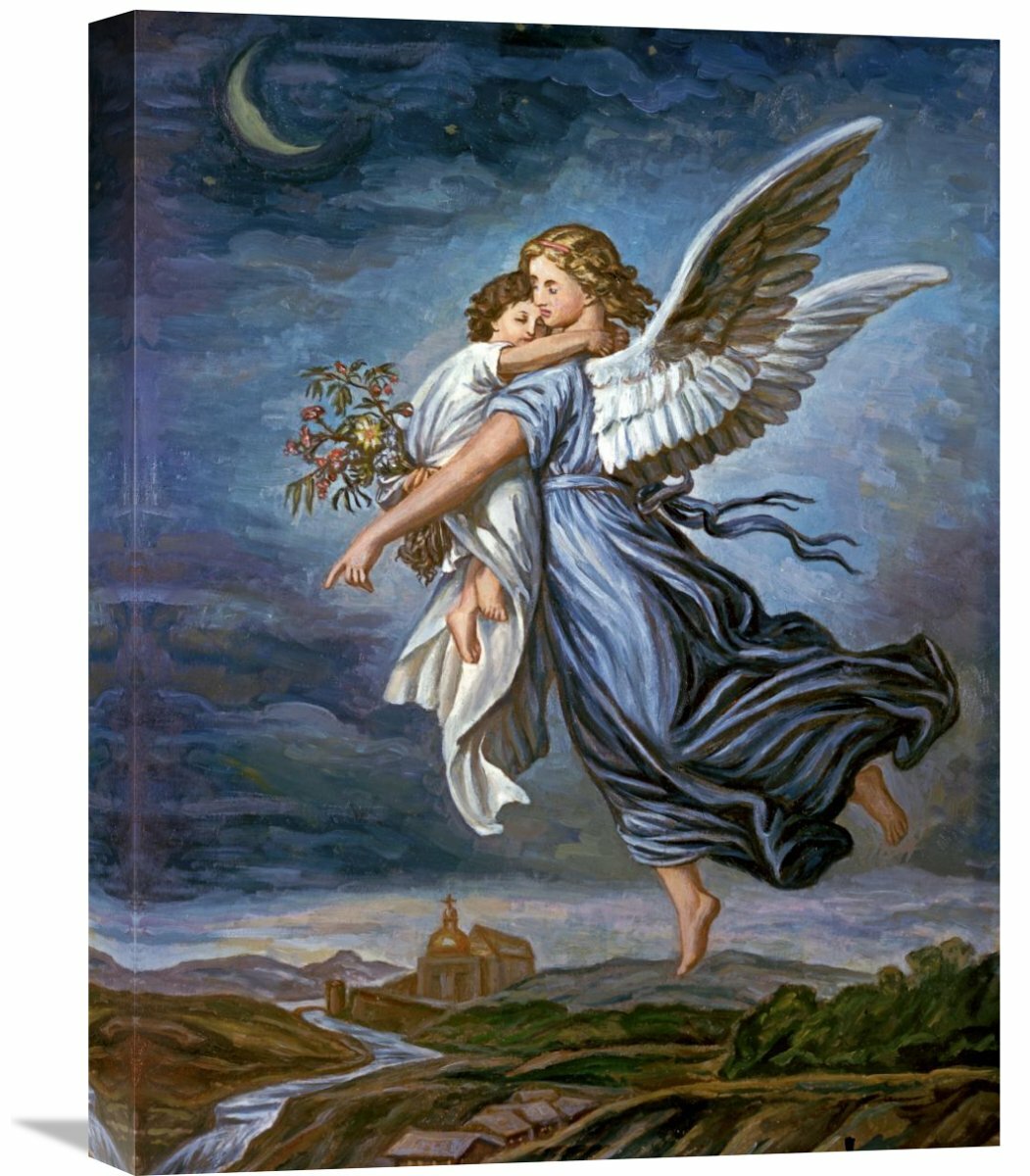 The Guardian Angel by Wilhelm Von Kaulbach Painting Print on Wrapped Canvas