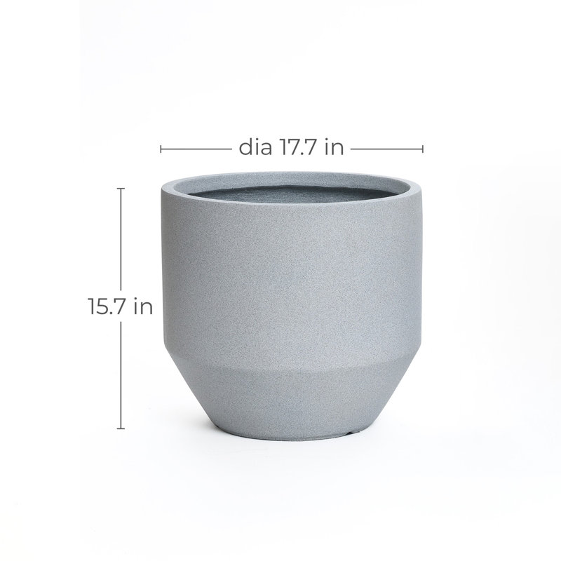 Gray Round Tapered Planter, 15.7" H x 17.7" W x 17.7" D