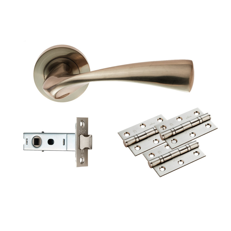 Sintra Latch Door handle Pack, Satin Nickel