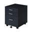Armoire rectangulaire mobile avec 3 tiroirs, noir et chrome