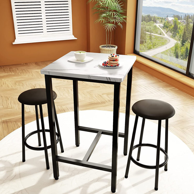 Kywan 2 - Person Dining Set, White, White/Black