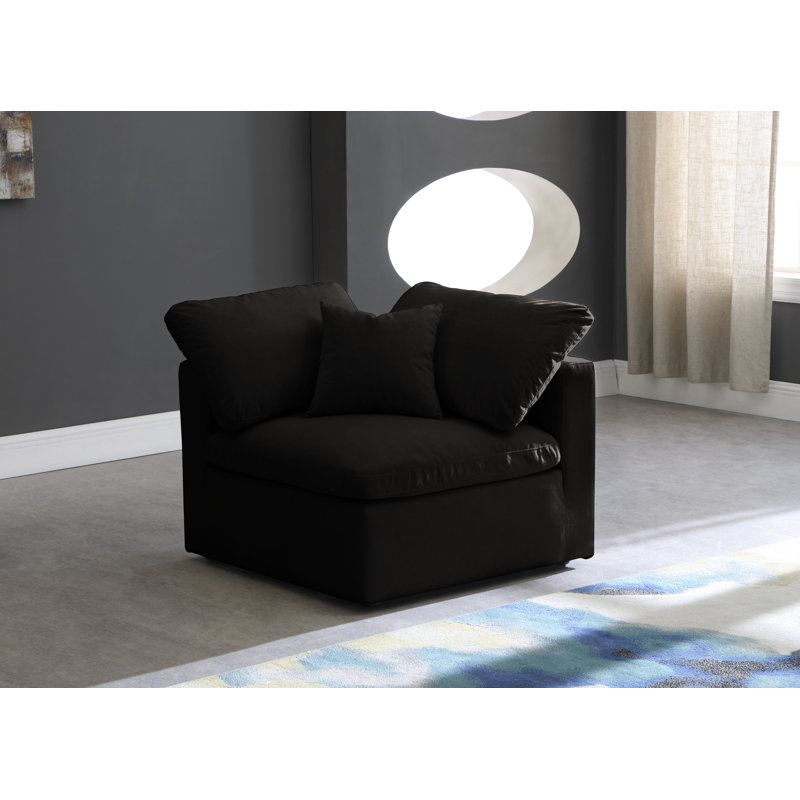 Ativa 35" Velvet Modular Seating Component, Black Velvet