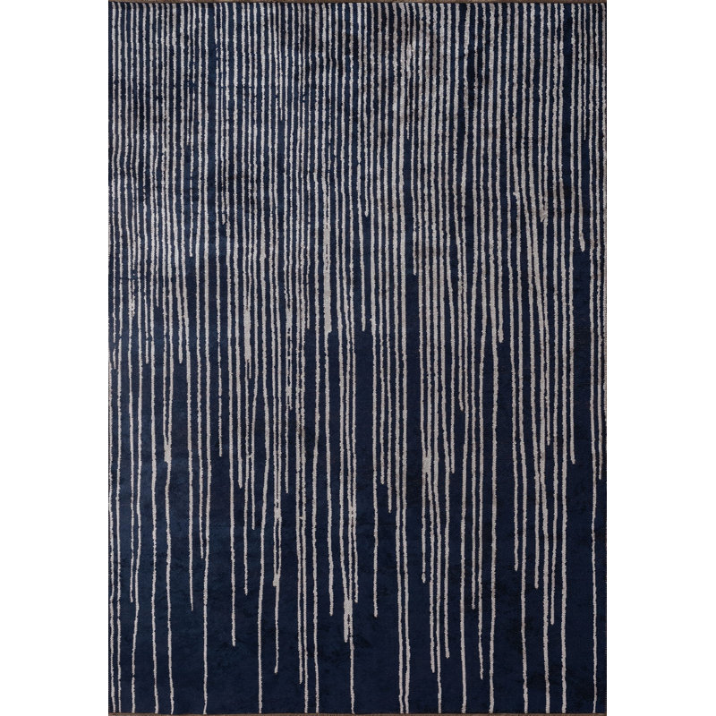 Rikke Striped Hand Loom Indoor / Outdoor Area Rug, Rectangle 6'7" x 9'10"