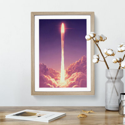 XV1022-4006X Spaceship Rocket In Flight No.3 - Single Picture Frame Print