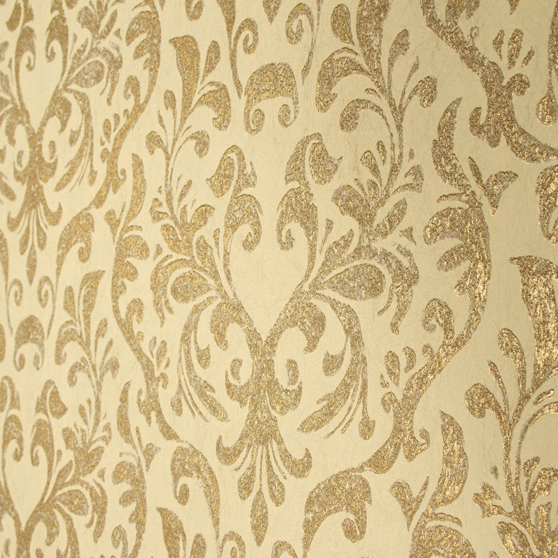 Urban Classics Collection Notting Hill Metallic Loft Damask Wallpaper Roll, Gold