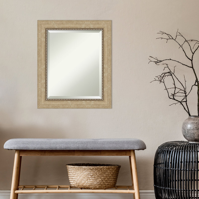 Eivin Flat Wall Mirror, Light Brown, 25" x 21"