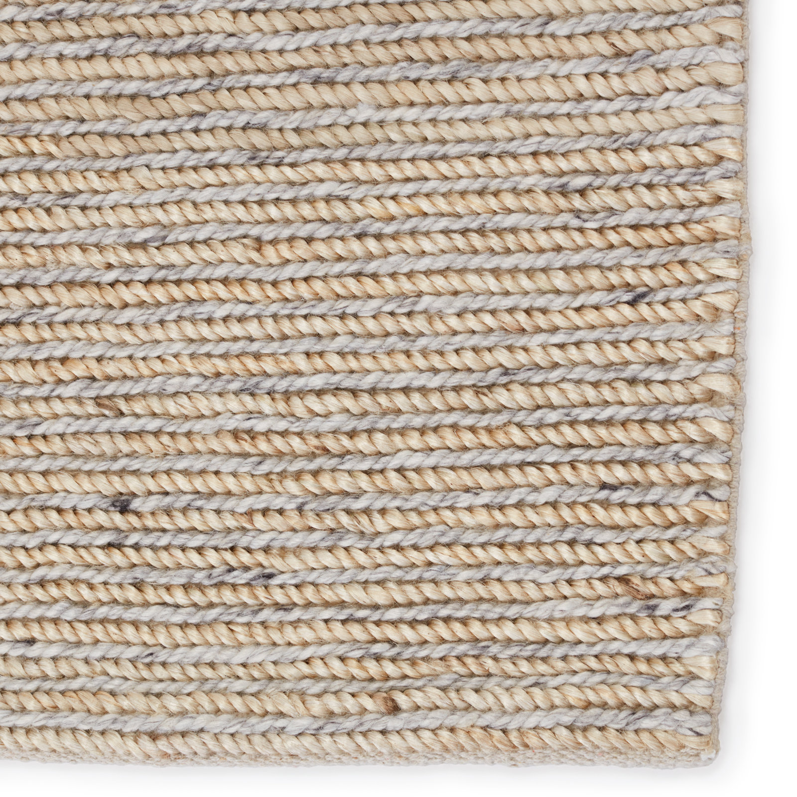Caitlin Light Brown Silver Hand-Woven Jute Rug, Rectangle 5' x 8'