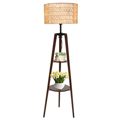 Lampe trépied avec deux abat-jours en lin et télécommande Asriel