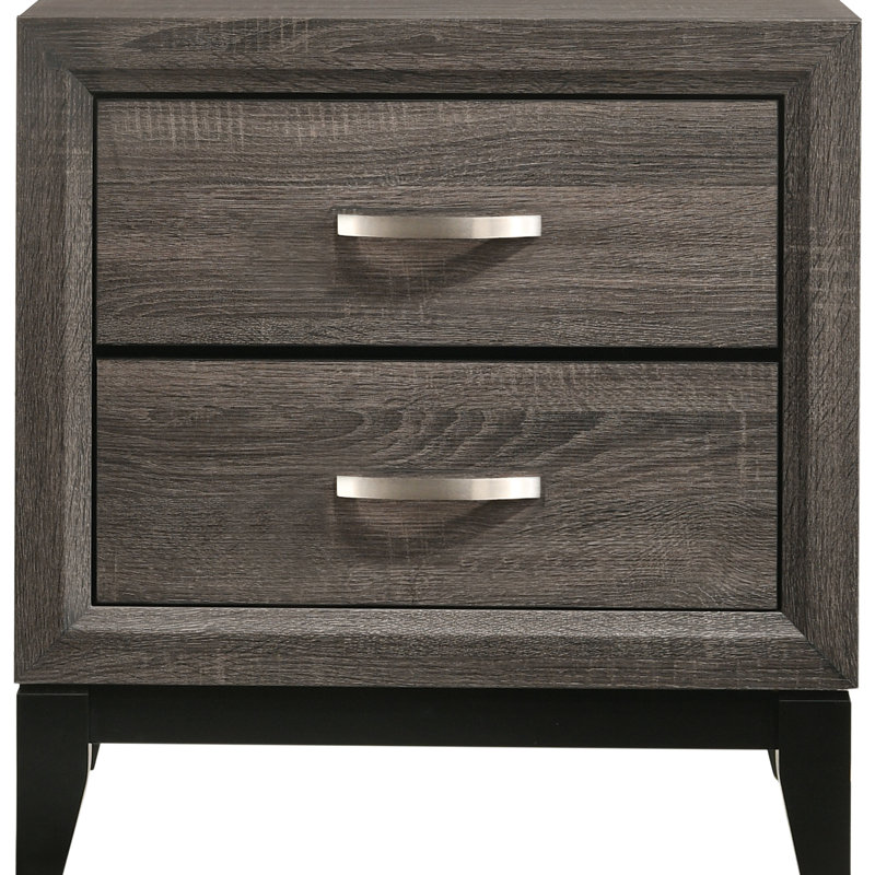 Table de chevet 2 tiroirs Grey Oak