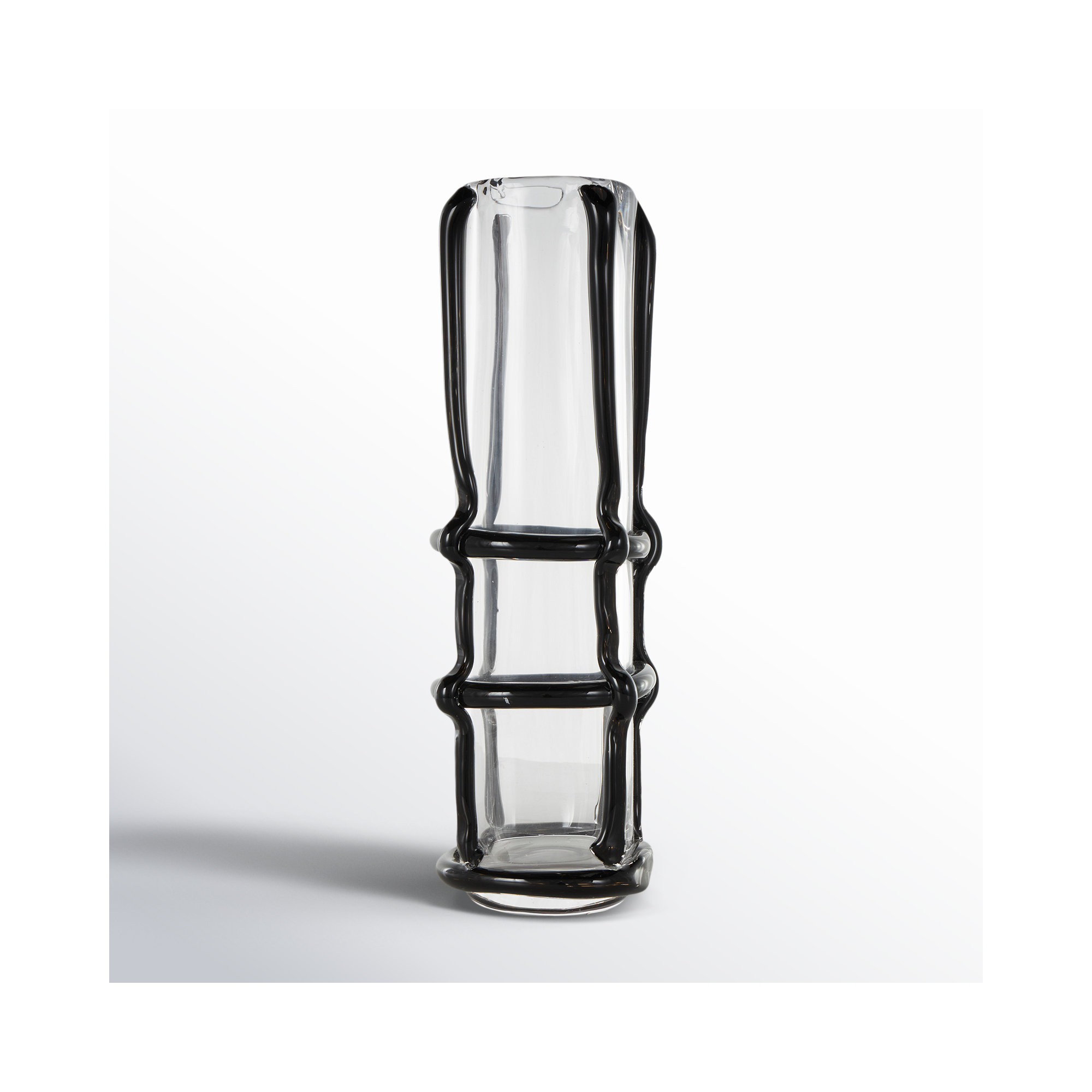 Ahren Recycled Glass Table Vase, 15.90" H x 4.95" W x 4.95" D, Black
