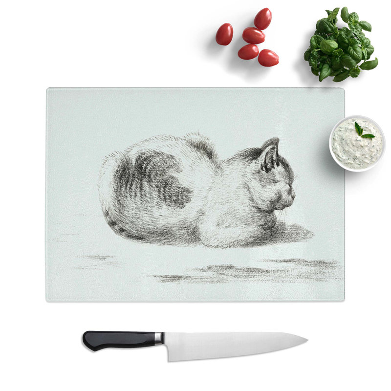 Tempered Glass The Cat by Jean Bernard Chopping Board, 28.5 cm W x 20 cm L