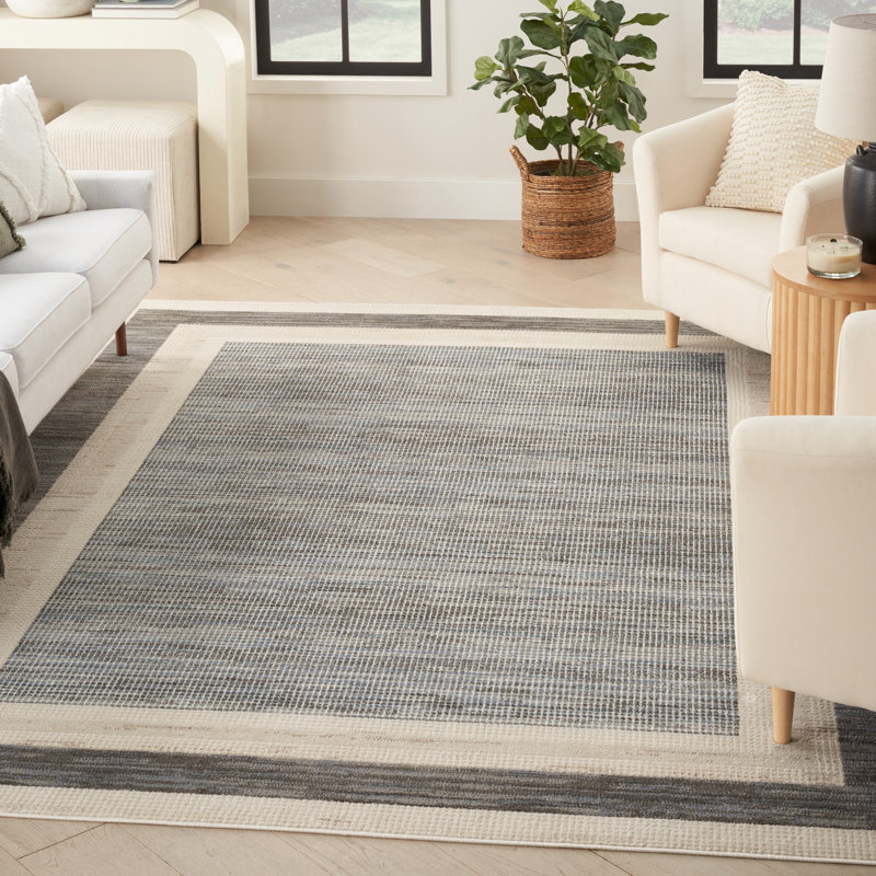 Tapis abstrait en polyester / polypropylène tissé à la machine Tarango, Rectangle 7 pi 10 po x 9 pi 10 po