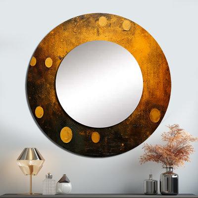 Amber Asteroids Solar System Space - grand miroir de notre système solaire, miroir mural décoratif rond, impression d'art en métal