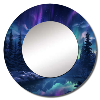 Northern Lights I - Aurora Borealis Round Mirror Wall Decor -  Design Art, MTMIR103654-C23