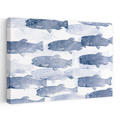 Impression de poisson abstrait, art côtier, nature