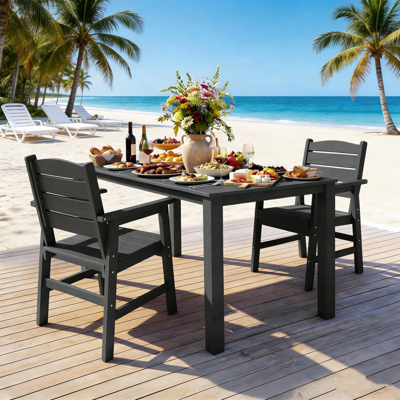 All Weather Outdoor 3 Pieces Patio Dining Sets With Umbrella Hole& Aluminum Frame For Outside Backyard/Porch/Deck, 1-Tables 2-Chairs