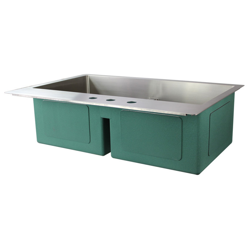 Évier de cuisine à double cuve à double cuve 33 po x 22 po Diamond, 3 trous