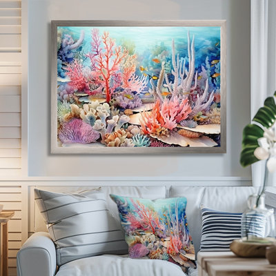 Rose et bleu sous l'eau, corail Wold I - art mural corail sous l'eau