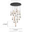 Lustre, 16 lumières, 32 po, noir mat, travertin-356937048