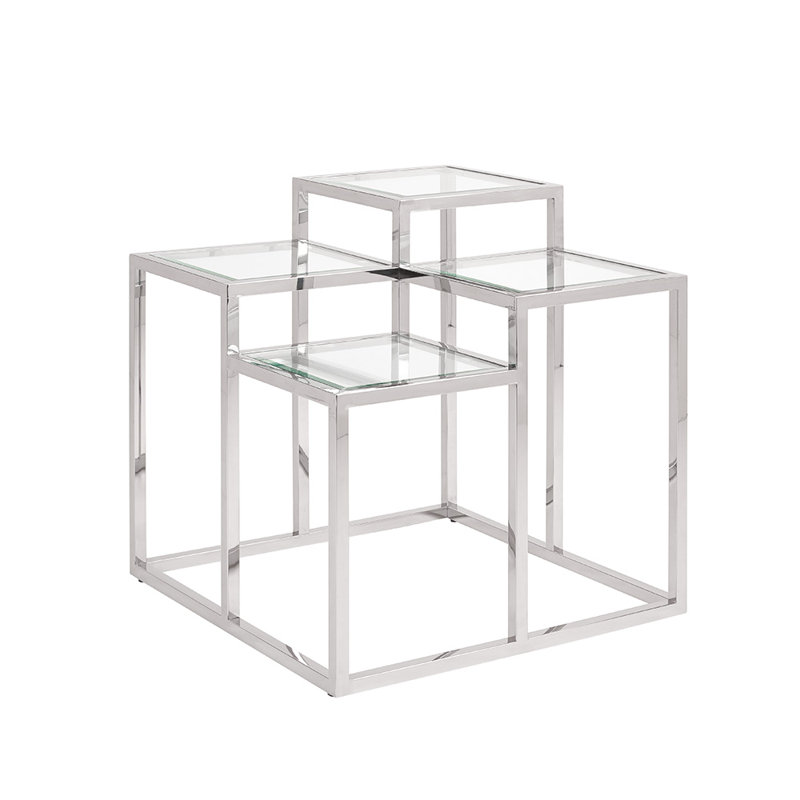 Glass Top End Table, Silver