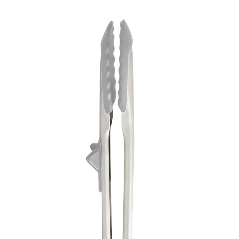 Oyster Gray Silicone Tip Top Kitchen Tongs with Locking Mechanism