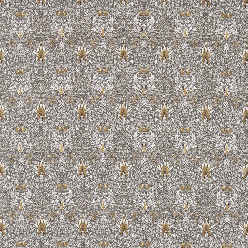 Snakeshead Fabric, Pewter/Gold