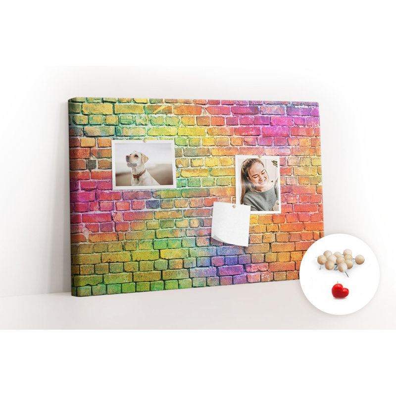 Wall Mounted bulletin board print wall art kitchen notice board home office corkboard Rainbow wall