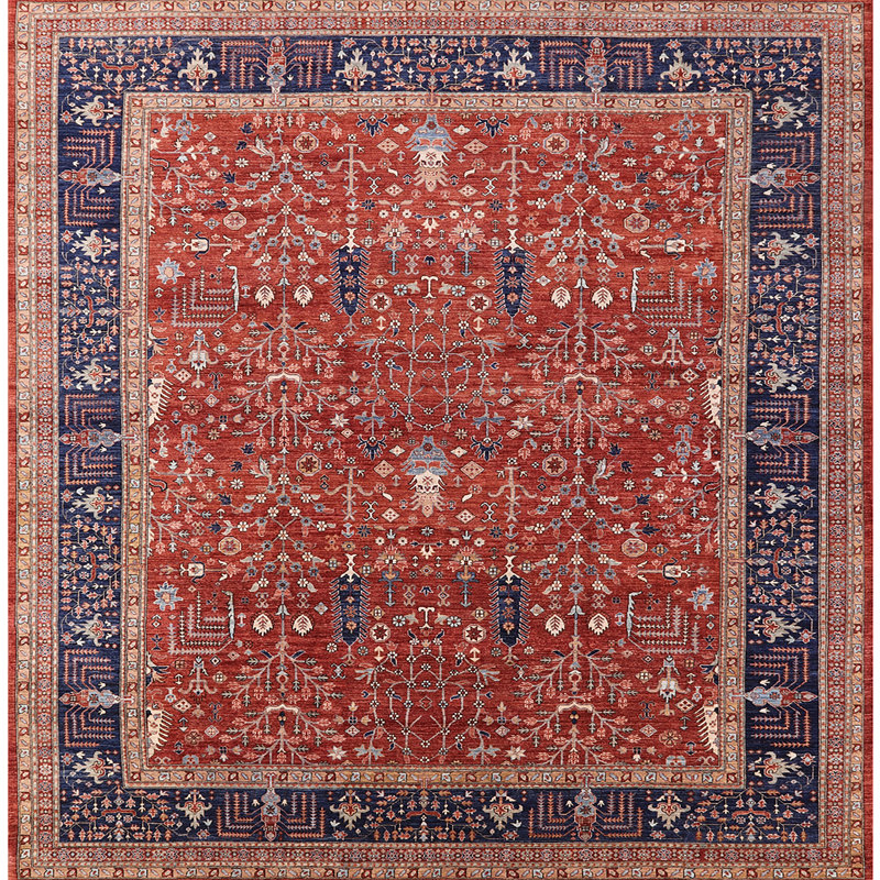 Tapis oriental orange, Carré 5 pi