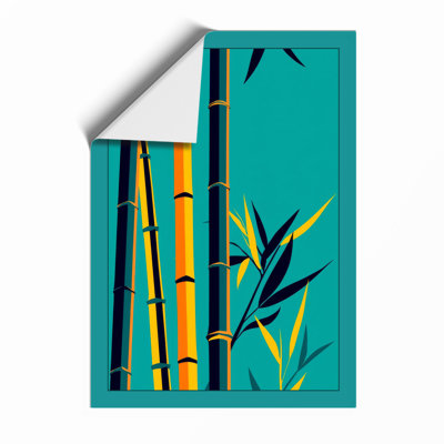 Bamboo in Turquoise Minimalist - Framed Print