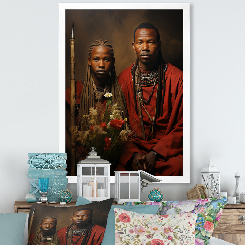 Guerriers Maasai d'Afrique I, Cadre simple blanc, H 20 po x l 12 po x P 1 po
