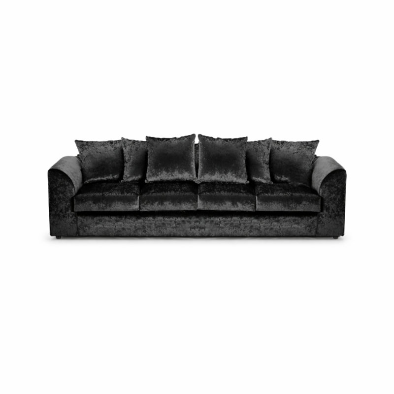 4 Seater Velvet Sofa, Black
