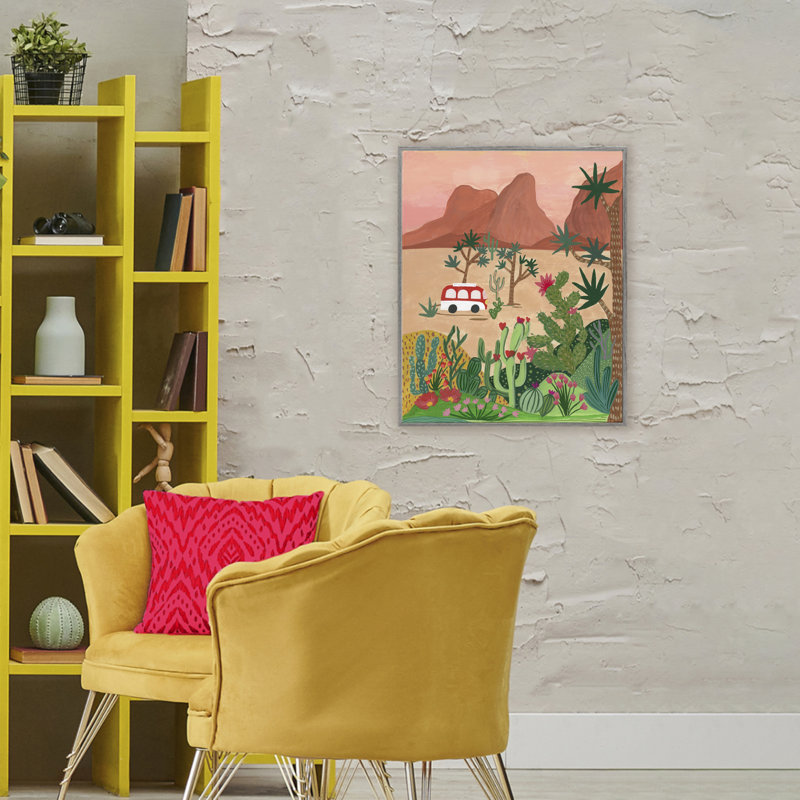 Désert campeur et cactus, estampe numérique, conception par Nabeela Rumi, H 30 po x l 24 po, Estampe numérique Farmhouse