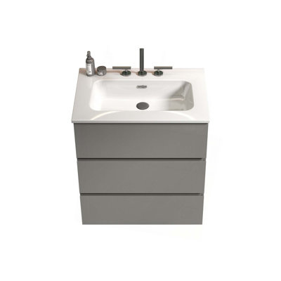 Meuble-lavabo de salle de bain avec lavabo avec 3 trous de robinet, grand meuble-lavabo autoportant pour salle de bain moderne, lavabo une pièce sans drain et robinet, pré-assemblé